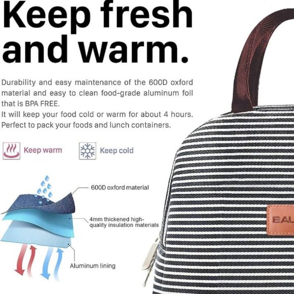 Lunch Bag Tote Bag Lunch Bag for Women Lunch Box Insulated Lunch Container - Picture 6 of 8